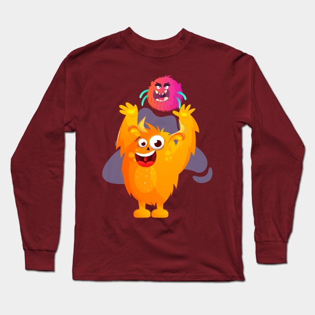 Little funny monsters enjoying Long Sleeve T-Shirt by Clicky Commons